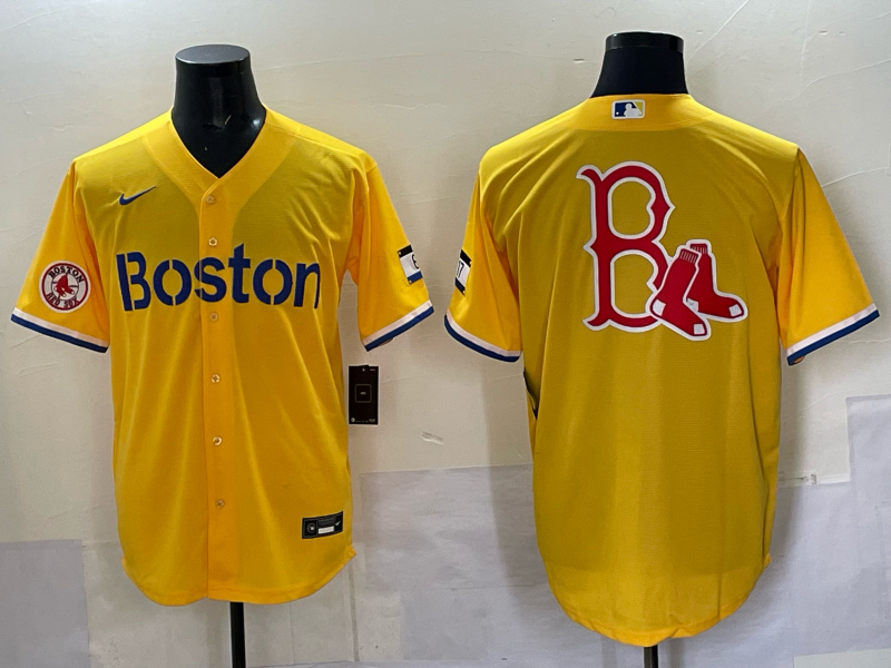 Men Boston Red Sox blank  yellow 2025 Nike MLB Jersey 02->boston red sox->MLB Jersey